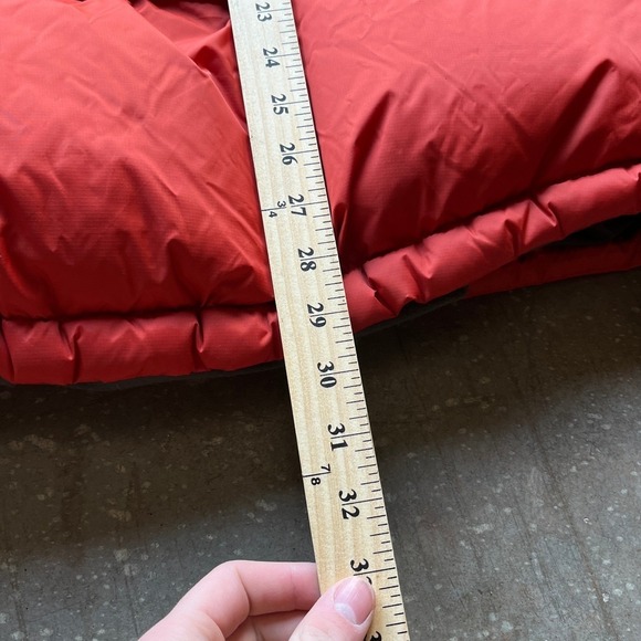 LL Bean Mens Red Orange Insulated Puffer Jacket Goose Down Winter Outdoor Size M - Picture 6 of 6